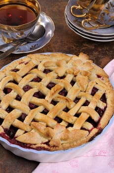 cherry pie dough with decorative ornaments