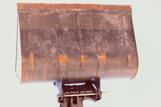 erected bucket for excavator, note shallow depth of field