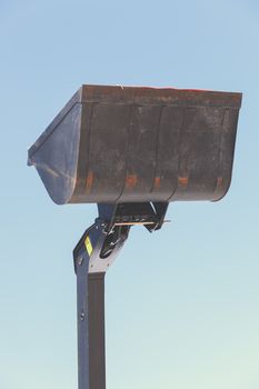 erected bucket for excavator, note shallow depth of field