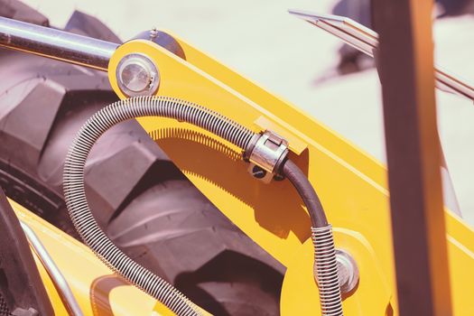 parts of machinery for the construction industry, note shallow depth of field