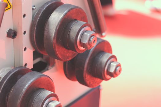 detail of metal processing machines , note shallow depth of field