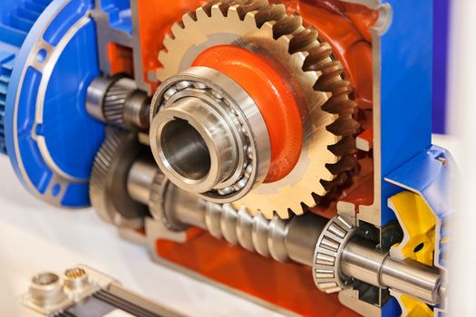 detail of machines for metal cutting, note shallow depth of field