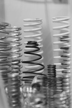 Various metal springs for different purposes, note shallow depth of field