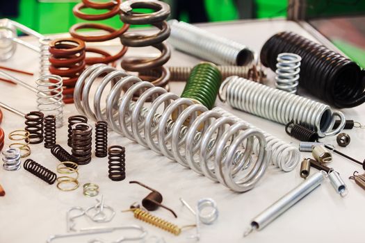 Various metal springs for different purposes, note shallow depth of field