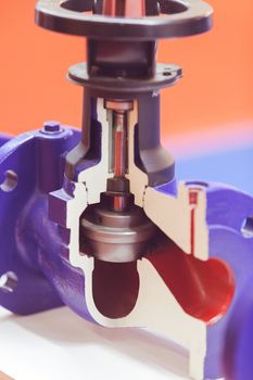 section of double eccentric control valve for machines , note shallow depth of field