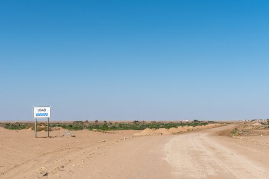 The C34-road crossing the Ugab River between Henties Bay and Torra Bay in the Skeleton Coast area of Namibia