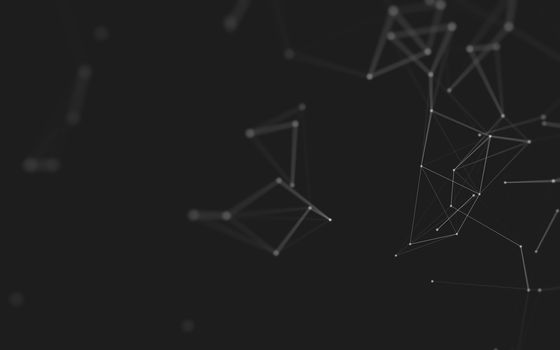 Abstract polygonal space low poly dark background with connecting dots and lines. Connection structure. 3d rendering