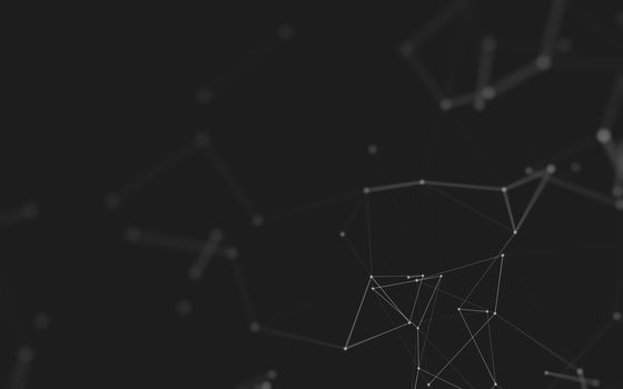 Abstract polygonal space low poly dark background with connecting dots and lines. Connection structure. 3d rendering