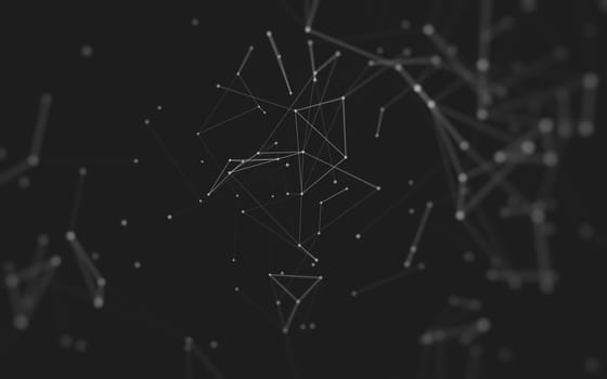 Abstract polygonal space low poly dark background with connecting dots and lines. Connection structure. 3d rendering