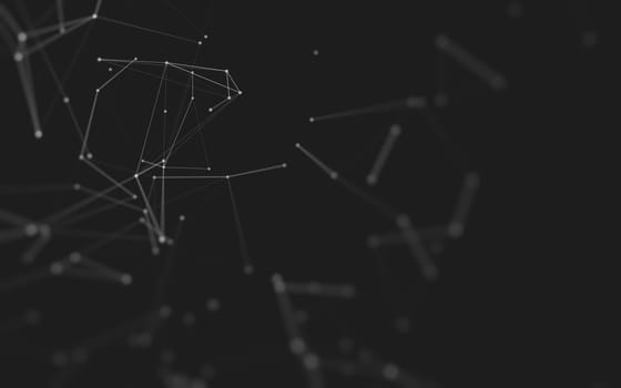 Abstract polygonal space low poly dark background with connecting dots and lines. Connection structure. 3d rendering