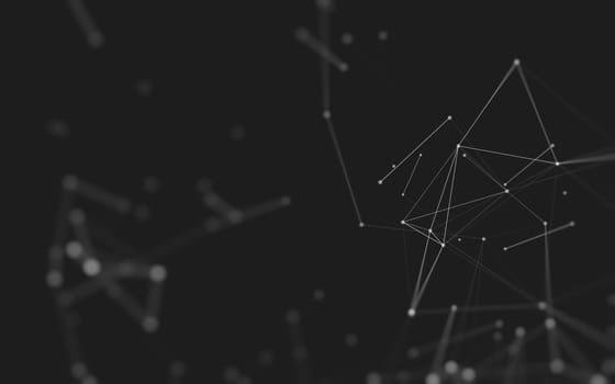 Abstract polygonal space low poly dark background with connecting dots and lines. Connection structure. 3d rendering