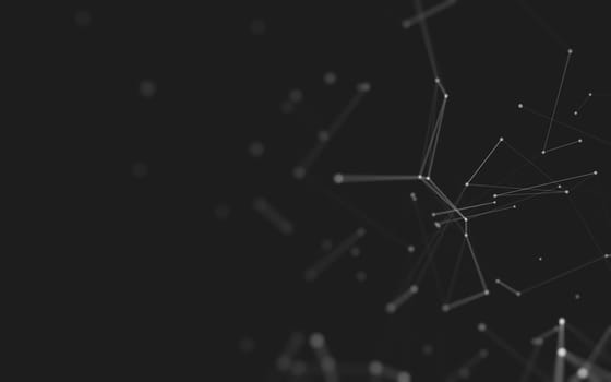 Abstract polygonal space low poly dark background with connecting dots and lines. Connection structure. 3d rendering