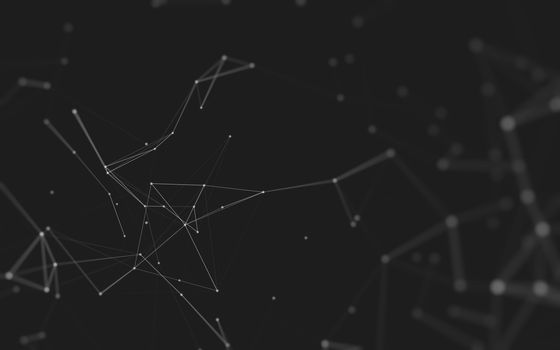 Abstract polygonal space low poly dark background with connecting dots and lines. Connection structure. 3d rendering