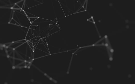 Abstract polygonal space low poly dark background with connecting dots and lines. Connection structure. 3d rendering