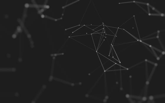 Abstract polygonal space low poly dark background with connecting dots and lines. Connection structure. 3d rendering