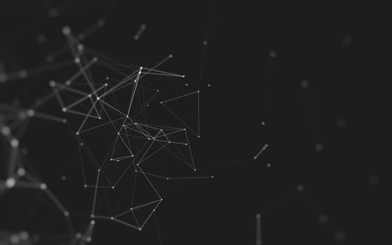 Abstract polygonal space low poly dark background with connecting dots and lines. Connection structure. 3d rendering