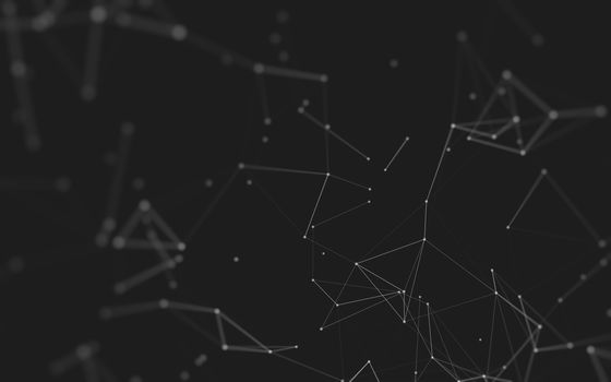 Abstract polygonal space low poly dark background with connecting dots and lines. Connection structure. 3d rendering