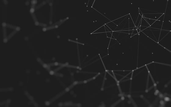 Abstract polygonal space low poly dark background with connecting dots and lines. Connection structure. 3d rendering