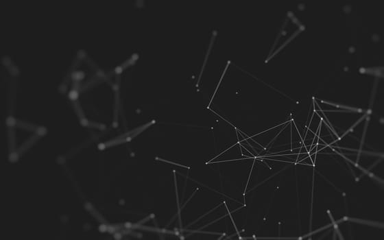 Abstract polygonal space low poly dark background with connecting dots and lines. Connection structure. 3d rendering