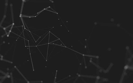 Abstract polygonal space low poly dark background with connecting dots and lines. Connection structure. 3d rendering