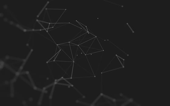 Abstract polygonal space low poly dark background with connecting dots and lines. Connection structure. 3d rendering