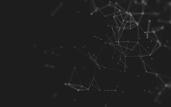 Abstract polygonal space low poly dark background with connecting dots and lines. Connection structure. 3d rendering