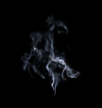 Abstract defocused white smoke isolated on black background