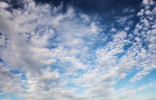 Beautiful cloudscape with white clouds on a summer day