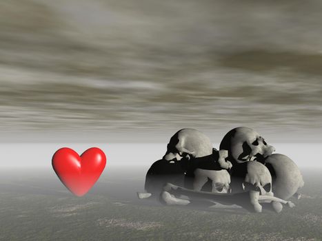 Heart of love that suffers and dies - 3d rendering