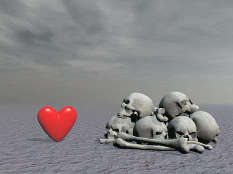 Heart of love that suffers and dies - 3d rendering