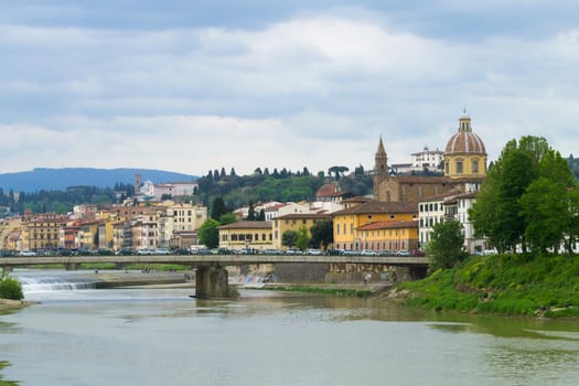 A view from Florence, Arno river and San Frediano church, Italian panorama, Italy
