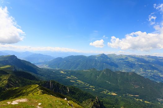 Panorama from Italian alps, top of a mountain, Cima Larici Asiago