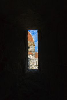 Florence Cathedral from Giotto's bell tower, Italian panorama.