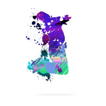 Image with color silhouette of dancer on white background