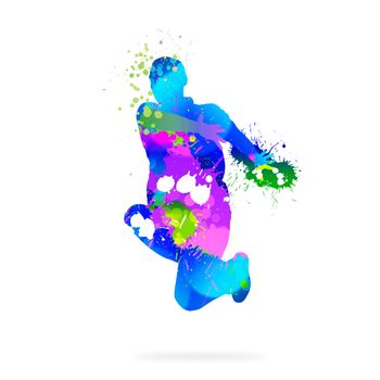 Image with color silhouette of dancer on white background