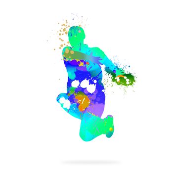 Image with color silhouette of dancer on white background