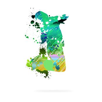 Image with color silhouette of dancer on white background