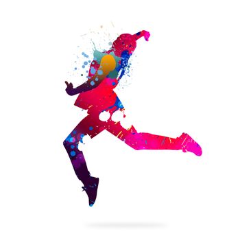 Image with color silhouette of dancer on white background