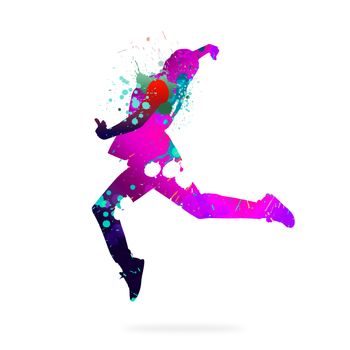 Image with color silhouette of dancer on white background