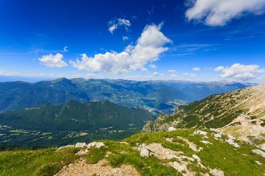 Panorama from Italian alps, top of a mountain, Cima Larici Asiago