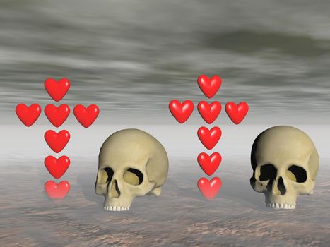 Heart of love that suffers and dies - 3d rendering