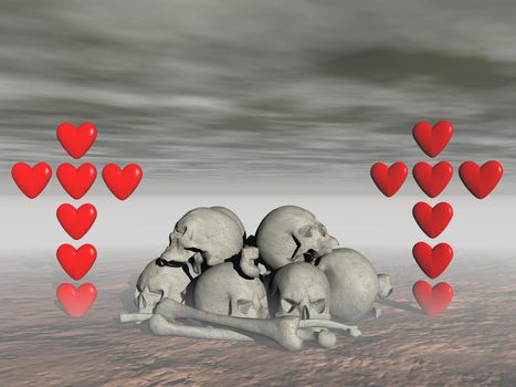 Heart of love that suffers and dies - 3d rendering