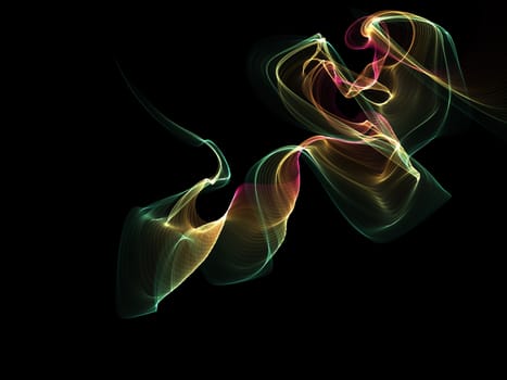 Dark abstract background with a glowing abstract waves, abstract background