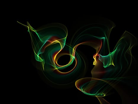 Dark abstract background with a glowing abstract waves, abstract background