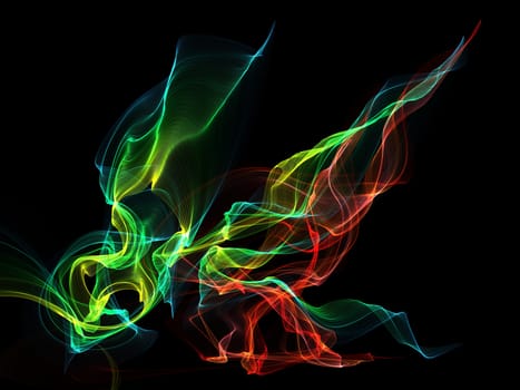 Dark abstract background with a glowing abstract waves, abstract background