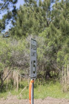 Sign indicated a maximum legal speed of 15 miles per hour