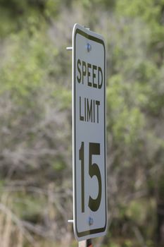 Sign indicated a maximum legal speed of 15 miles per hour