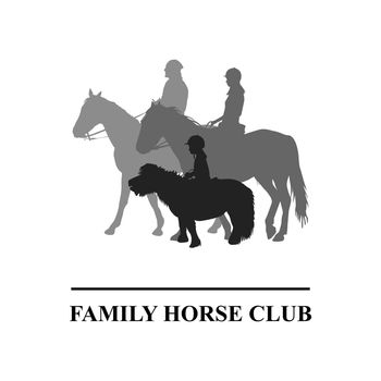 Family horse club emblem with silhouettes