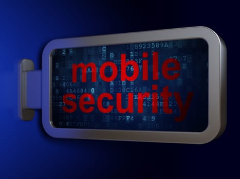Privacy concept: Mobile Security on advertising billboard background, 3D rendering