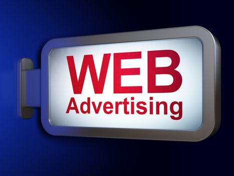 Marketing concept: WEB Advertising on advertising billboard background, 3D rendering